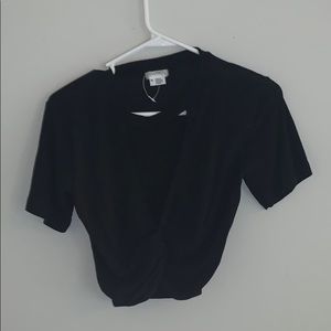 BLACK CROP TOP WITH CHEST CUT OUT